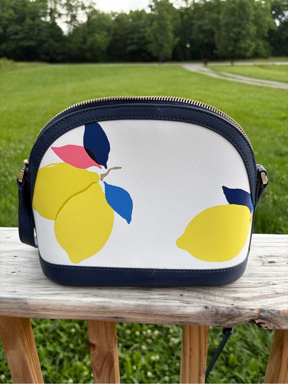 Kate Spade Sylvia Lemon Zest Half Medium Dome Crossbody Bag EUC Summer Spring - Picture 4 of 11